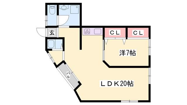コーポ西宮(1LDK/2階)の間取り写真