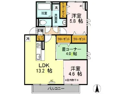 シャルムメゾン(3LDK/2階)の間取り写真