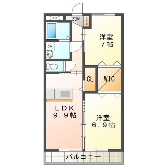 ブルースカイマンションVII(2LDK/4階)の間取り写真