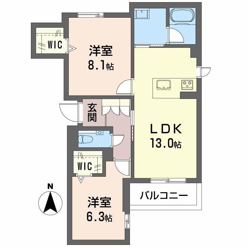 FAMILIAR OGO(2LDK/2階)の間取り写真