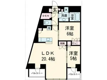 ブリリアイスト池尻大橋(2LDK/4階)の間取り写真