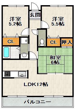 REIWA宝塚(3LDK/3階)の間取り写真