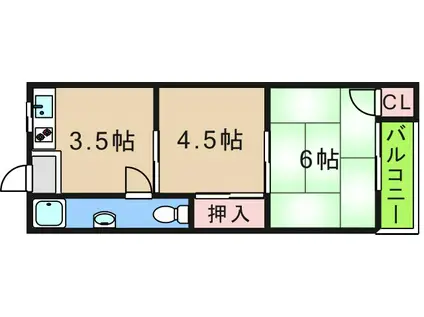 山栄マンション(2DK/4階)の間取り写真