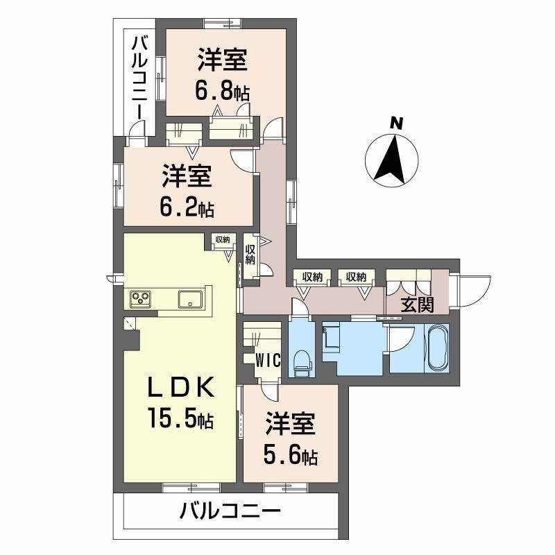 シャーメゾン バードヒルズ(3LDK/3階)の間取り写真