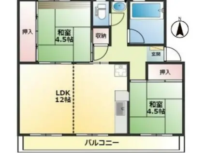 山口団地6号棟(2LDK/4階)の間取り写真