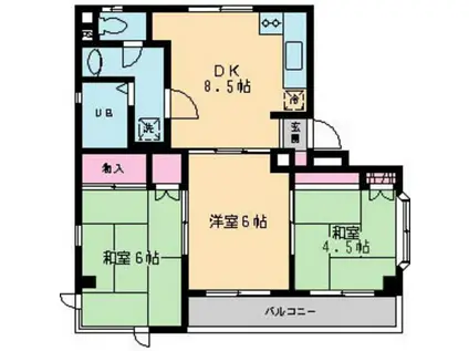 ランドマーク平田(3DK/3階)の間取り写真