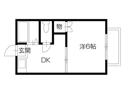 サンアイランド(1DK/2階)の間取り写真