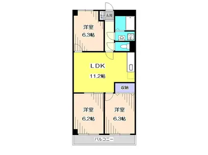 東海狭山マンション(3LDK/2階)の間取り写真