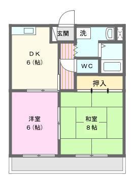 スカイローイT.J(2DK/3階)の間取り写真