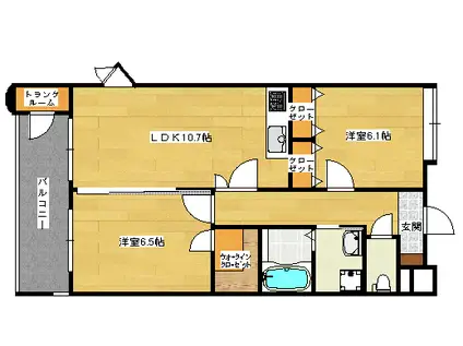 クロスデータビル(2LDK/3階)の間取り写真