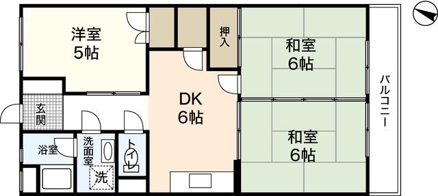 林ビル(3DK/2階)の間取り写真