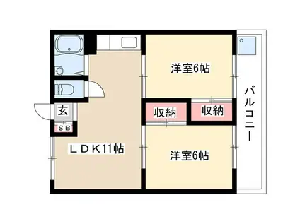 大村マンション(2LDK/2階)の間取り写真
