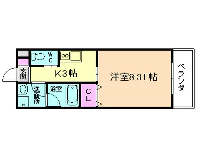 アジュール城南(1K/3階)の間取り写真