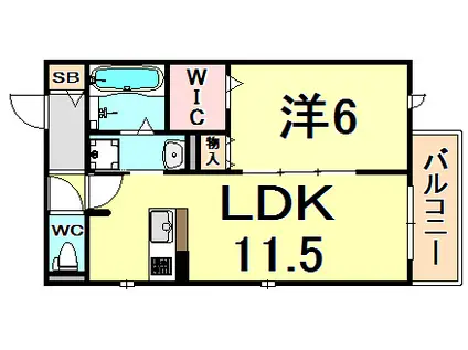 LA CHOUETTE(1LDK/2階)の間取り写真