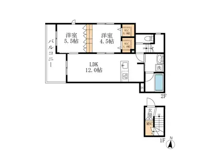 メゾン・ド・ファミーユ(2LDK/2階)の間取り写真