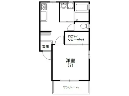 ココハイム(1K/2階)の間取り写真