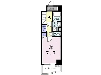 プラシード(1K/4階)の間取り写真