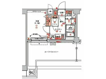 ハーモニーレジデンス東京ウエスト(1K/6階)の間取り写真