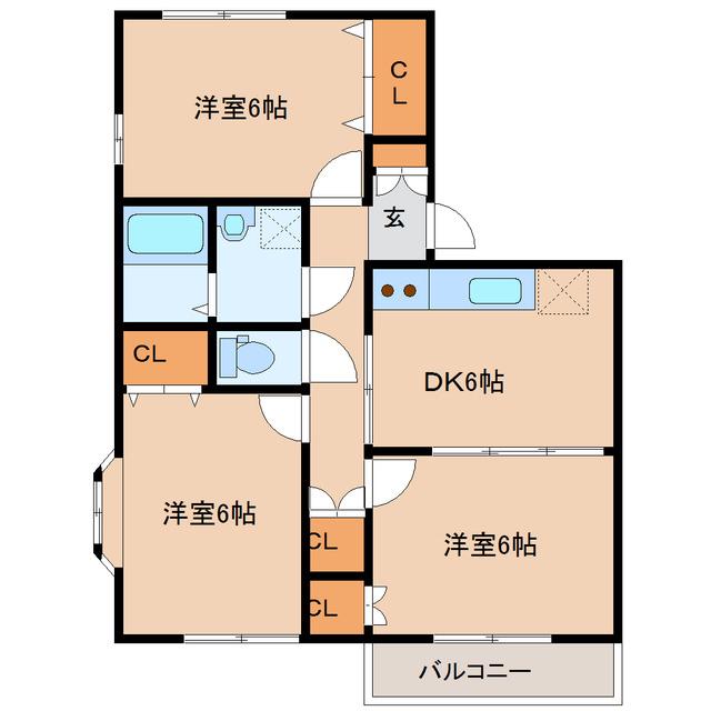 プレミールII(3DK/1階)の間取り写真