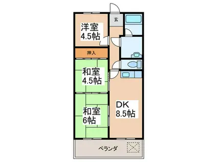 田中マンションA棟(3DK/1階)の間取り写真