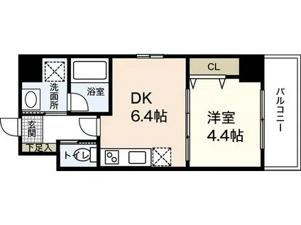 WELSH.SビルⅤ(1DK/10階)の間取り写真