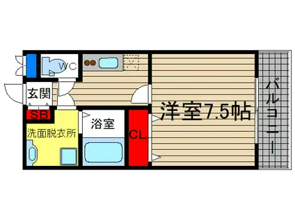 CASA都丘II(1K/3階)の間取り写真