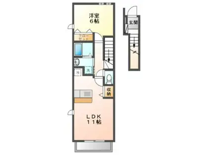 ラッフィナート A(1LDK/2階)の間取り写真