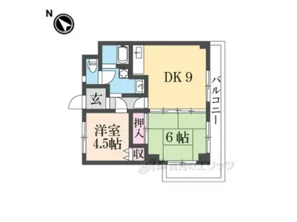 サンライズ成田(2DK/4階)の間取り写真