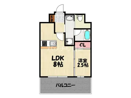 ドゥーエ赤坂(1LDK/14階)の間取り写真