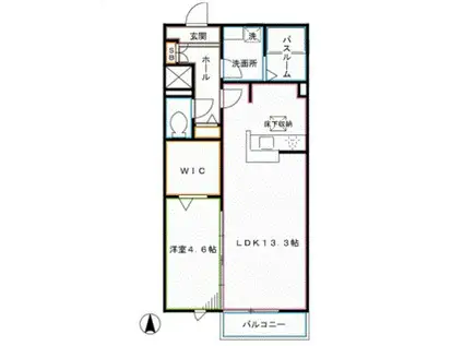 パレスみやびII(1LDK/2階)の間取り写真