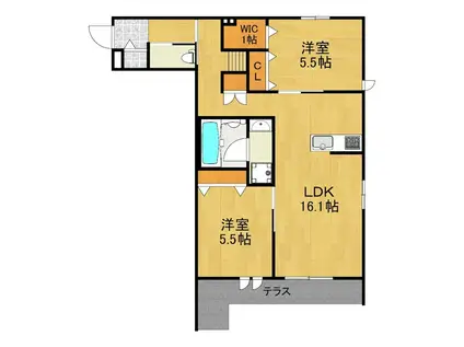 LA GRACIEUSE(2LDK/1階)の間取り写真