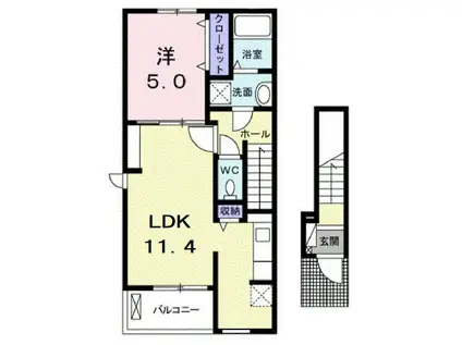 ローズシャトー(1LDK/2階)の間取り写真