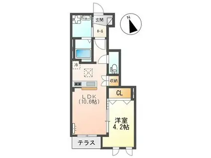 アイリスII(1LDK/1階)の間取り写真