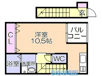 ALLEY X A棟(ワンルーム/2階)の間取り写真