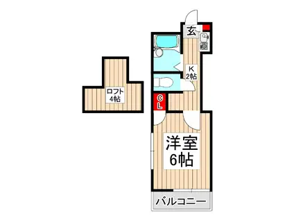 ベルフォーレ(1K/2階)の間取り写真