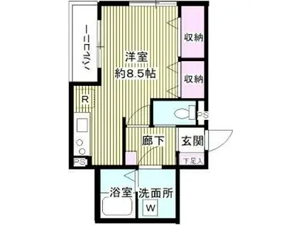 イルミナル(ワンルーム/3階)の間取り写真