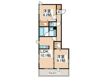 メゾンクレール(2LDK/2階)の間取り写真