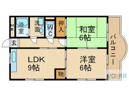 リヒテール中山(2LDK/4階)の間取り写真