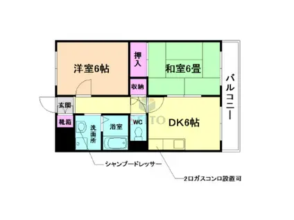 万代マンションII(2DK/2階)の間取り写真