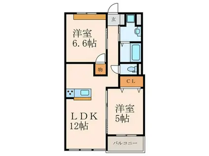 ファミール小倉北(2LDK/4階)の間取り写真