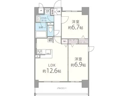 シェーネル・ブラウエン加古川(2LDK/5階)の間取り写真
