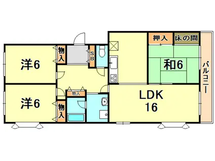 ハイツ仏天垣(3LDK/1階)の間取り写真
