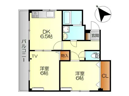 Oビル2(2DK/4階)の間取り写真