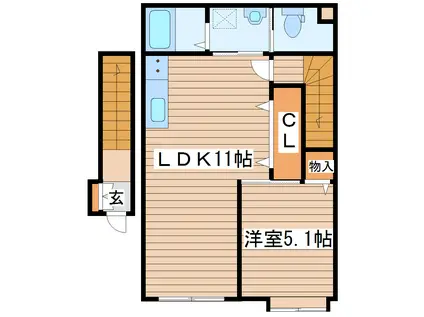 ルミナス(1LDK/2階)の間取り写真