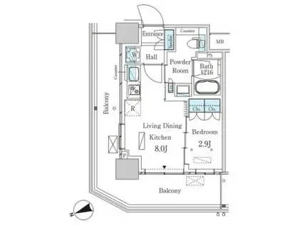 パークアクシス大塚ステーションゲートタワー(1LDK/16階)の間取り写真