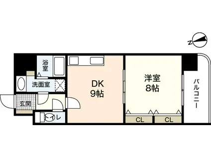 ビリオネアS竹屋(1LDK/7階)の間取り写真