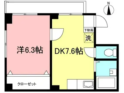シャーデルよみうり(1DK/B1階)の間取り写真