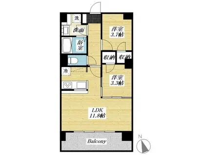 八王子計画(2LDK/4階)の間取り写真