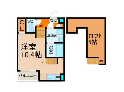 グランディール大宝(1K/2階)の間取り写真