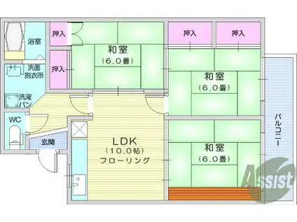 ケヤキハイツ1(3LDK/2階)の間取り写真